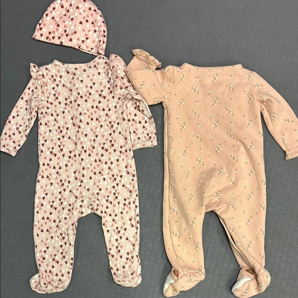 Blush Pink Heart Nicole Hiller and Floral Baby One-Piece Carter’s Bundle
